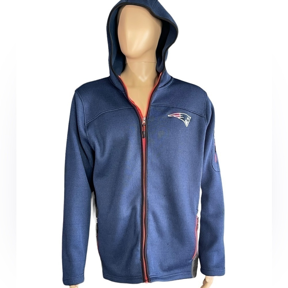 New England Patriots NFL Team Apparel Hooded Fleece Zip Jacket Men’s L Blue Red